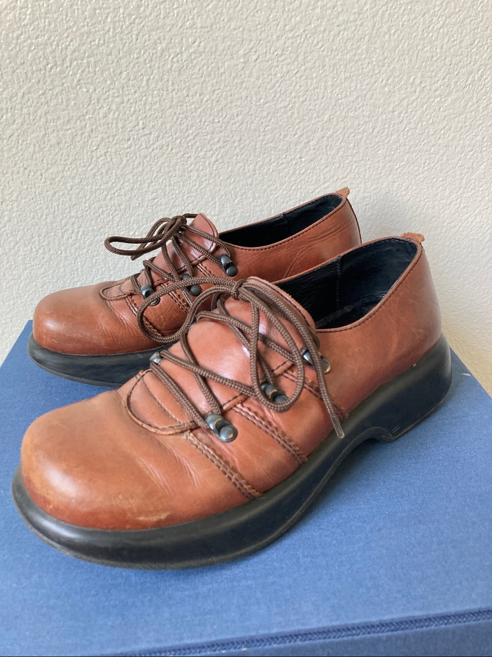 Vtg 90s Dansko Janika Platform Oxford Comfort Shoe Chunky Lug Sole  Y2K sz 39